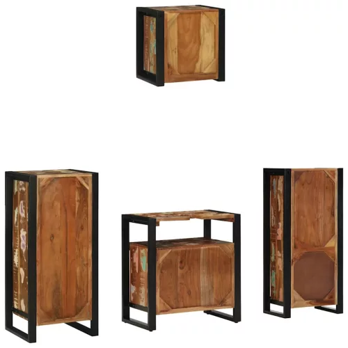 Fürdőszoba bútor szett 4 pcs Szilárd újrahasznosított fa