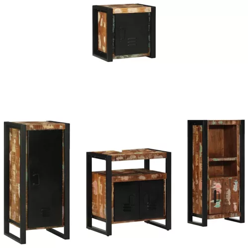 Fürdőszoba bútor szett 4 pcs Szilárd újrahasznosított fa