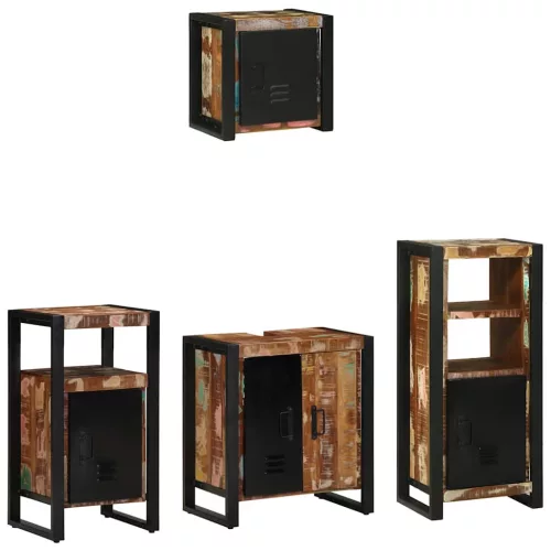 Fürdőszoba bútor szett 4 pcs Szilárd újrahasznosított fa