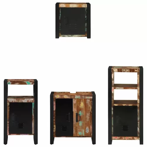 Fürdőszoba bútor szett 4 pcs Szilárd újrahasznosított fa