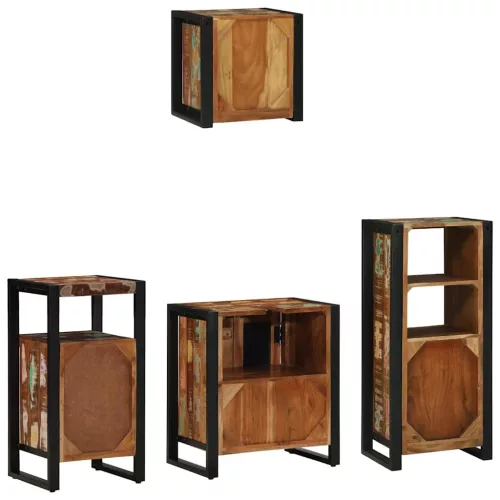 Fürdőszoba bútor szett 4 pcs Szilárd újrahasznosított fa