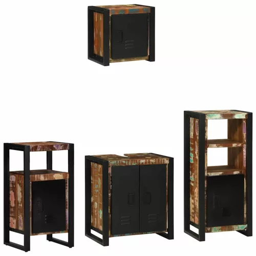 Fürdőszoba bútor szett 4 pcs Szilárd újrahasznosított fa