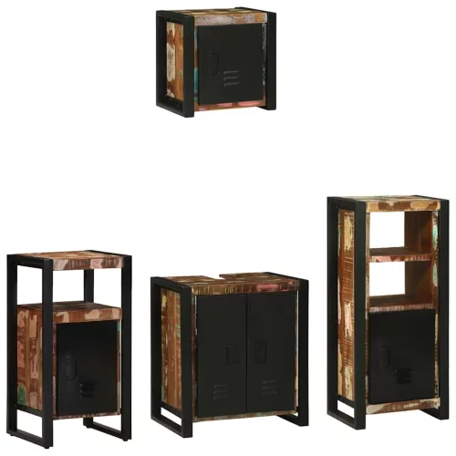 Fürdőszoba bútor szett 4 pcs Szilárd újrahasznosított fa