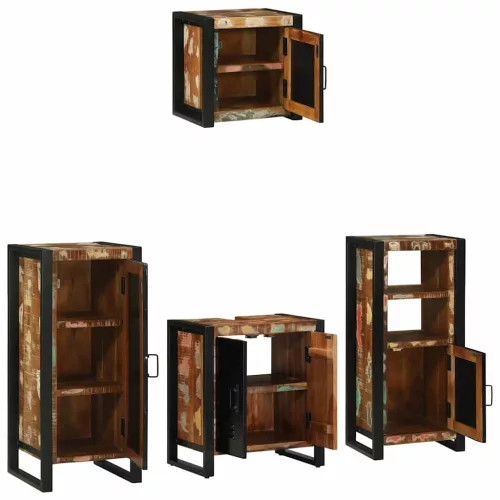 Fürdőszoba bútor szett 4 pcs Szilárd újrahasznosított fa
