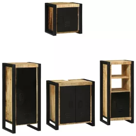   Fürdőszoba bútor szett polcokkal 4 pcs Barna Tömör Mangófát
