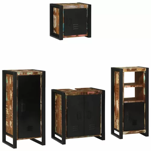 Fürdőszoba bútor szett 4 pcs Szilárd újrahasznosított fa