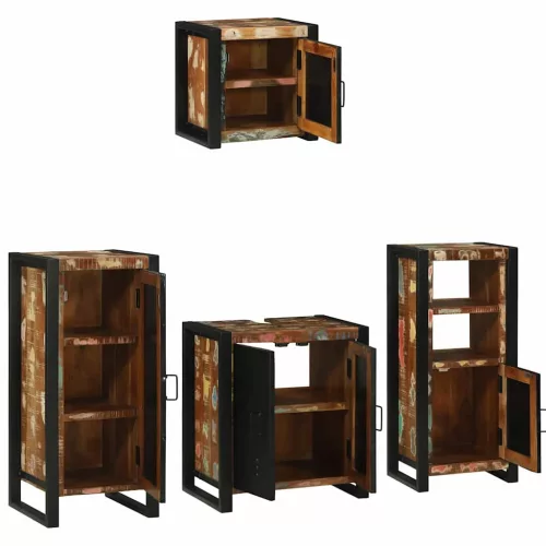 Fürdőszoba bútor szett 4 pcs Szilárd újrahasznosított fa