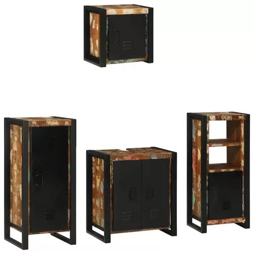 Fürdőszoba bútor szett 4 pcs Szilárd újrahasznosított fa