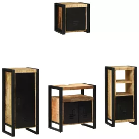   Fürdőszoba bútor szett polcokkal 4 pcs Barna Tömör Mangófát