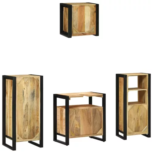 Fürdőszoba bútor szett polcokkal 4 pcs Barna Tömör Mangófát