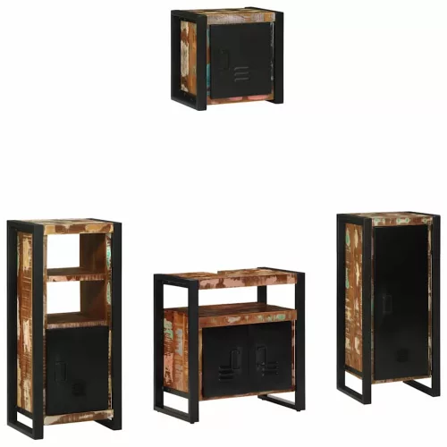 Fürdőszoba bútor szett 4 pcs Szilárd újrahasznosított fa