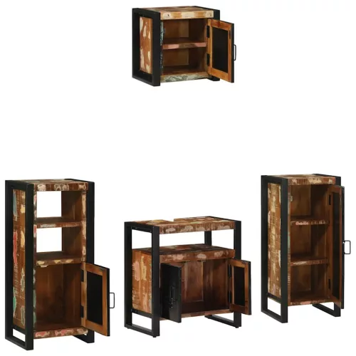 Fürdőszoba bútor szett 4 pcs Szilárd újrahasznosított fa