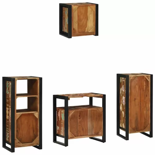 Fürdőszoba bútor szett 4 pcs Szilárd újrahasznosított fa