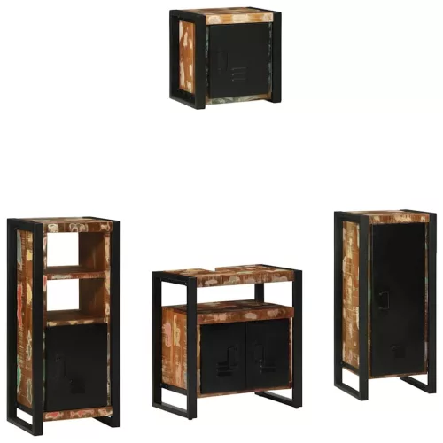 Fürdőszoba bútor szett 4 pcs Szilárd újrahasznosított fa