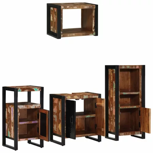 Fürdőszoba bútor szett 4 pcs Szilárd újrahasznosított fa