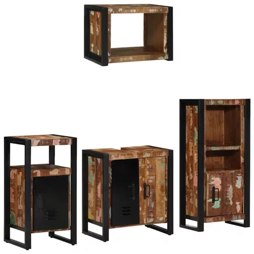 Fürdőszoba bútor szett 4 pcs Szilárd újrahasznosított fa