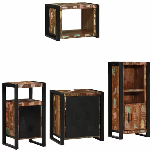 Fürdőszoba bútor szett 4 pcs Szilárd újrahasznosított fa