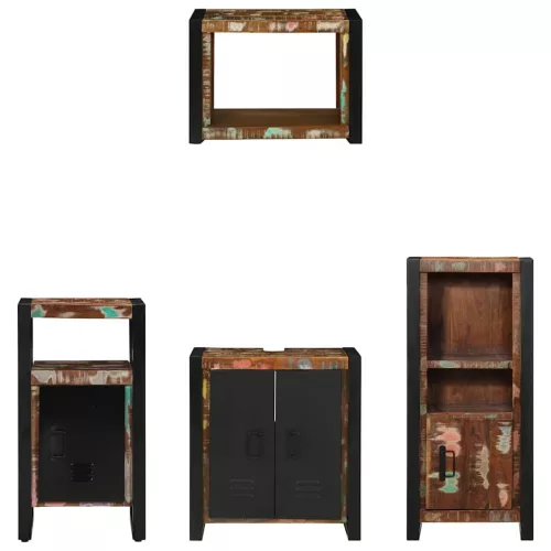 Fürdőszoba bútor szett 4 pcs Szilárd újrahasznosított fa
