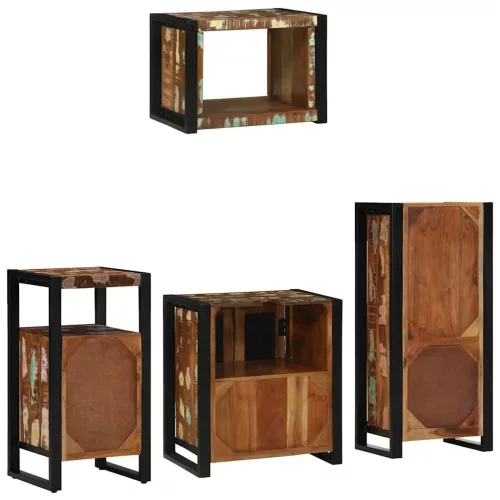 Fürdőszoba bútor szett 4 pcs Szilárd újrahasznosított fa
