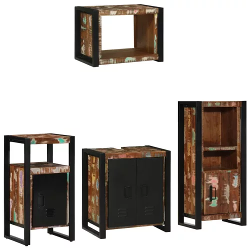 Fürdőszoba bútor szett 4 pcs Szilárd újrahasznosított fa