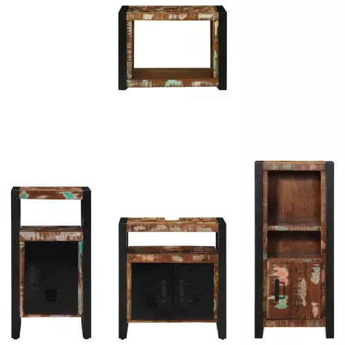 Fürdőszoba bútor szett 4 pcs Szilárd újrahasznosított fa
