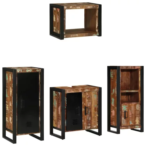 Fürdőszoba bútor szett 4 pcs Szilárd újrahasznosított fa