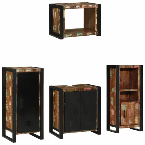 Fürdőszoba bútor szett 4 pcs Szilárd újrahasznosított fa