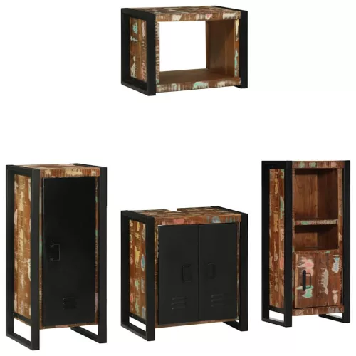 Fürdőszoba bútor szett 4 pcs Szilárd újrahasznosított fa