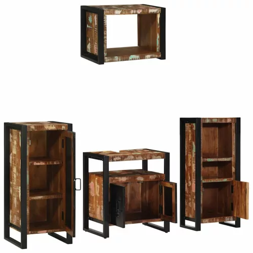 Fürdőszoba bútor szett 4 pcs Szilárd újrahasznosított fa