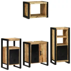   Fürdőszoba bútor szett polcokkal 4 pcs Barna Tömör Mangófát