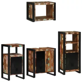   Fürdőszoba bútor szett 4 pcs Szilárd újrahasznosított fa