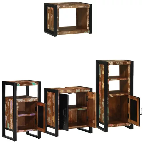 Fürdőszoba bútor szett 4 pcs Szilárd újrahasznosított fa