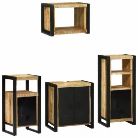   Fürdőszoba bútor szett polcokkal 4 pcs Barna Tömör Mangófát