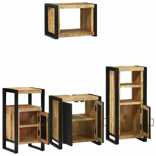 Fürdőszoba bútor szett polcokkal 4 pcs Barna Tömör Mangófát