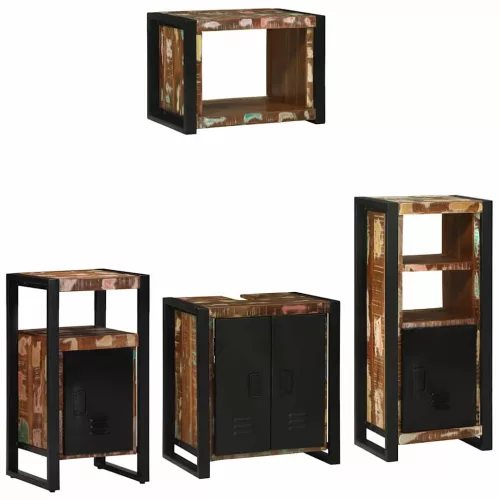 Fürdőszoba bútor szett 4 pcs Szilárd újrahasznosított fa