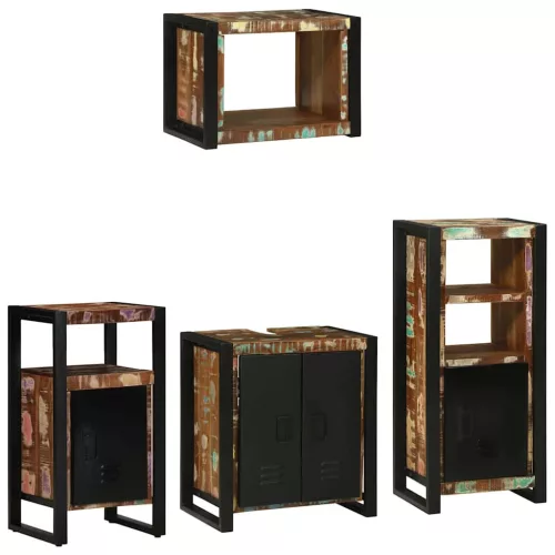 Fürdőszoba bútor szett 4 pcs Szilárd újrahasznosított fa