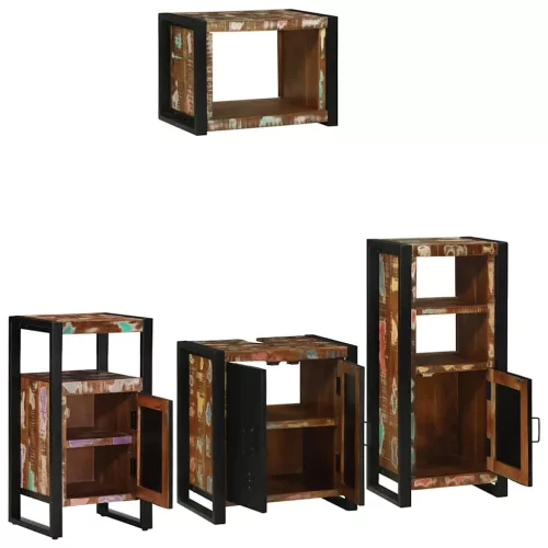 Fürdőszoba bútor szett 4 pcs Szilárd újrahasznosított fa