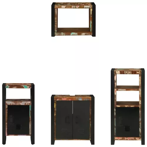 Fürdőszoba bútor szett 4 pcs Szilárd újrahasznosított fa