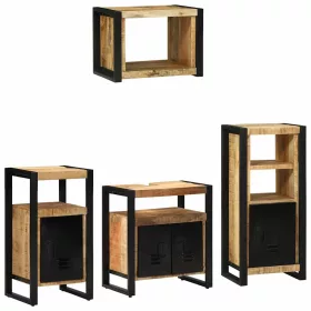   Fürdőszoba bútor szett polcokkal 4 pcs Barna Tömör Mangófát