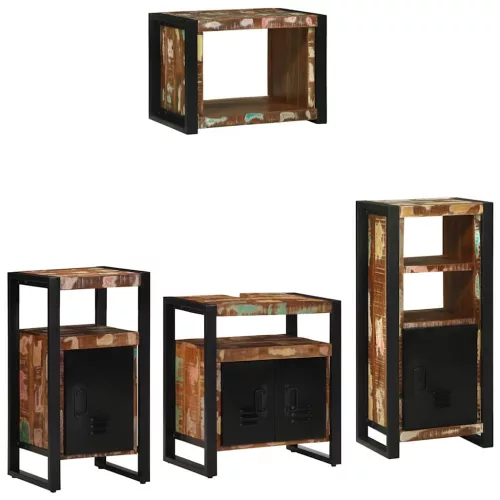 Fürdőszoba bútor szett 4 pcs Szilárd újrahasznosított fa