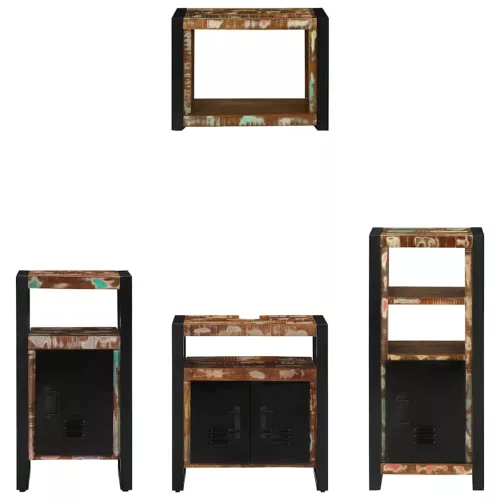 Fürdőszoba bútor szett 4 pcs Szilárd újrahasznosított fa