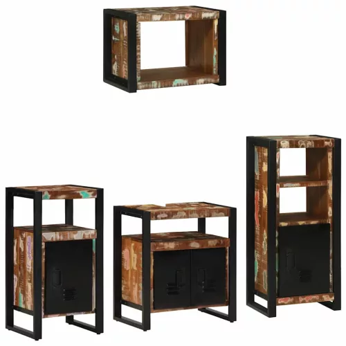 Fürdőszoba bútor szett 4 pcs Szilárd újrahasznosított fa