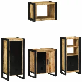   Fürdőszoba bútor szett polcokkal 4 pcs Barna Tömör Mangófát