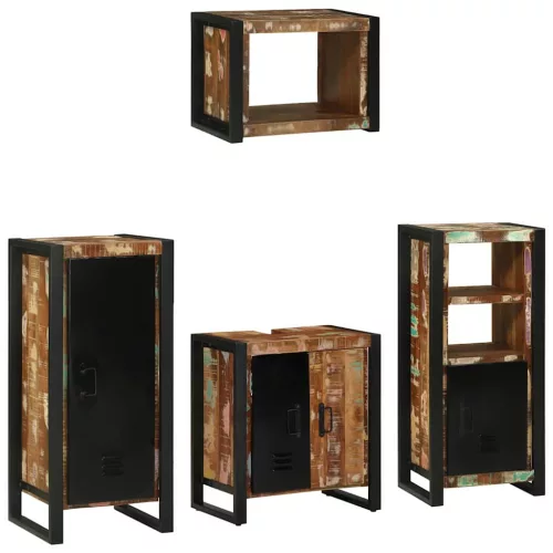 Fürdőszoba bútor szett 4 pcs Szilárd újrahasznosított fa
