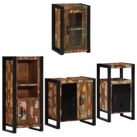   Fürdőszoba bútor szett 4 pcs Szilárd újrahasznosított fa
