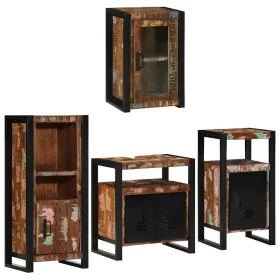   Fürdőszoba bútor szett 4 pcs Szilárd újrahasznosított fa