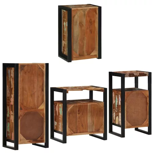Fürdőszoba bútor szett 4 pcs Szilárd újrahasznosított fa