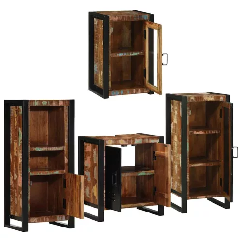 Fürdőszoba bútor szett 4 pcs Szilárd újrahasznosított fa