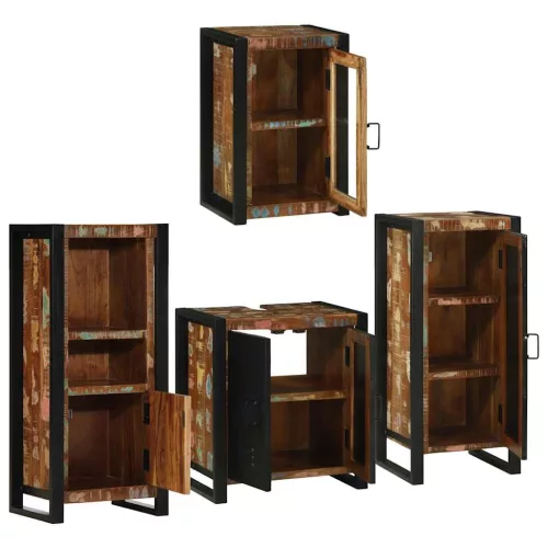 Fürdőszoba bútor szett 4 pcs Szilárd újrahasznosított fa