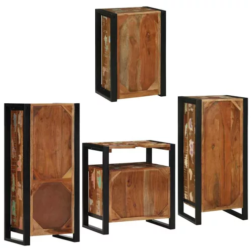 Fürdőszoba bútor szett 4 pcs Szilárd újrahasznosított fa
